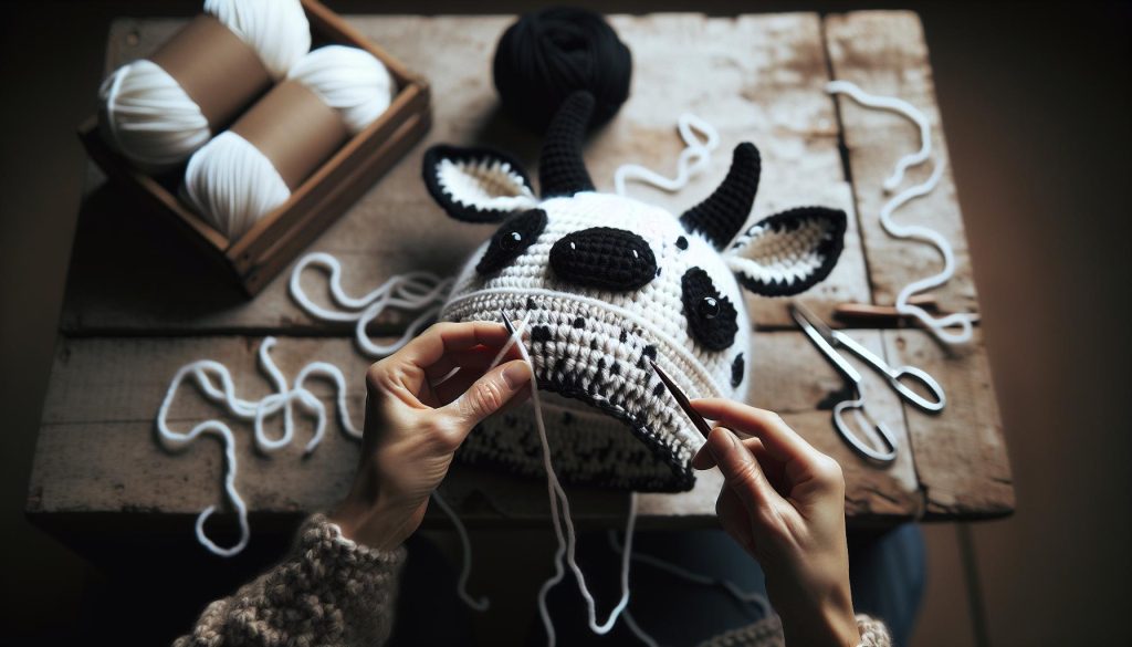 How to Crochet a Cow Hat: Black & White Spots With Ears