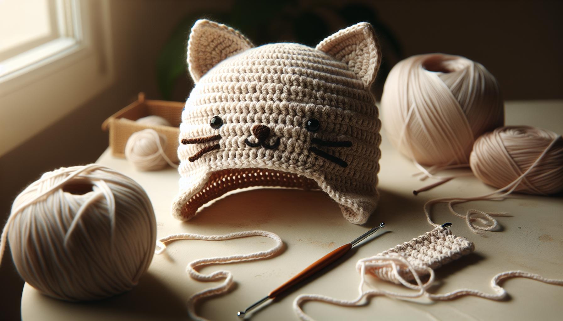 Crochet Pattern for Cat Hat: Whiskers & Ears Tutorial